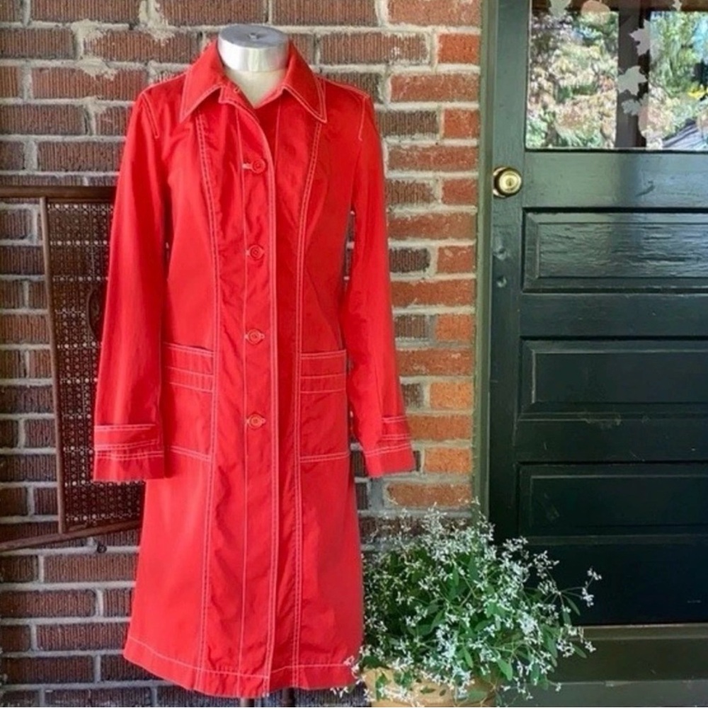 Vintage DKNYC Bright Orange Long Trench Coat mint condition